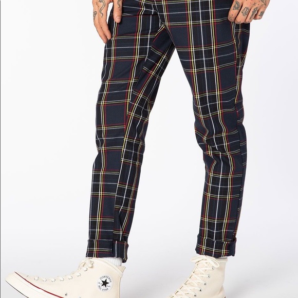 elwood Other - New Elwood Navy Tartan Plaid Slim Tapered Pant